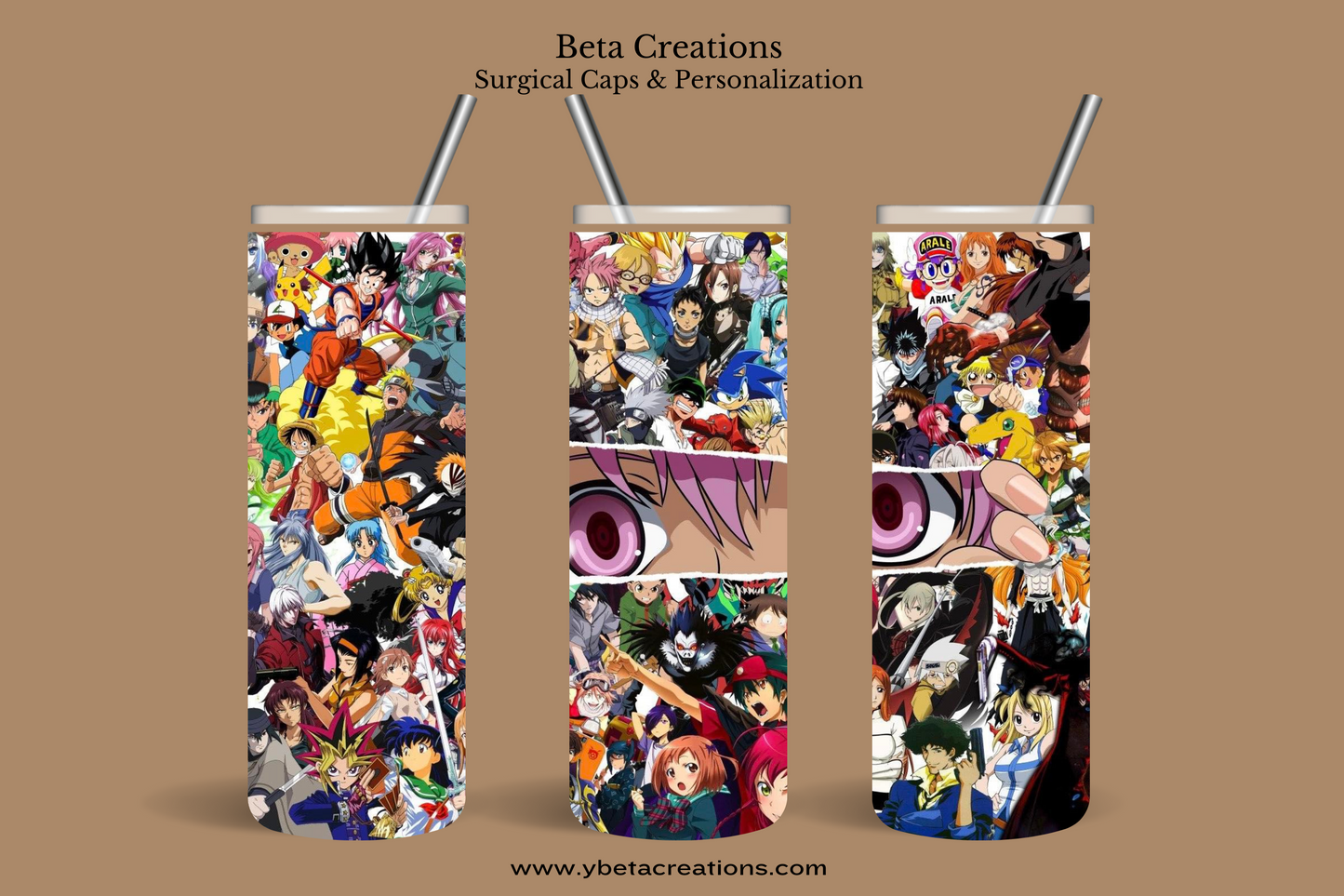 Anime tumbler, anime characters, skinny tumbler