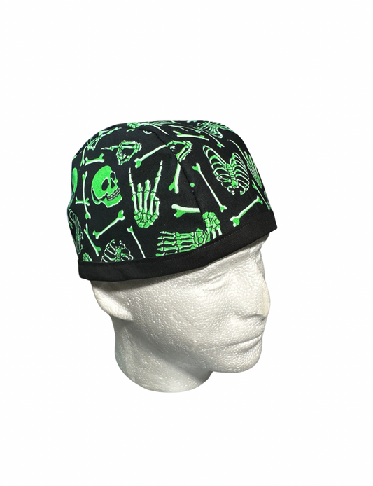 Glow in the dark scrub caps, skeletons scrub cap