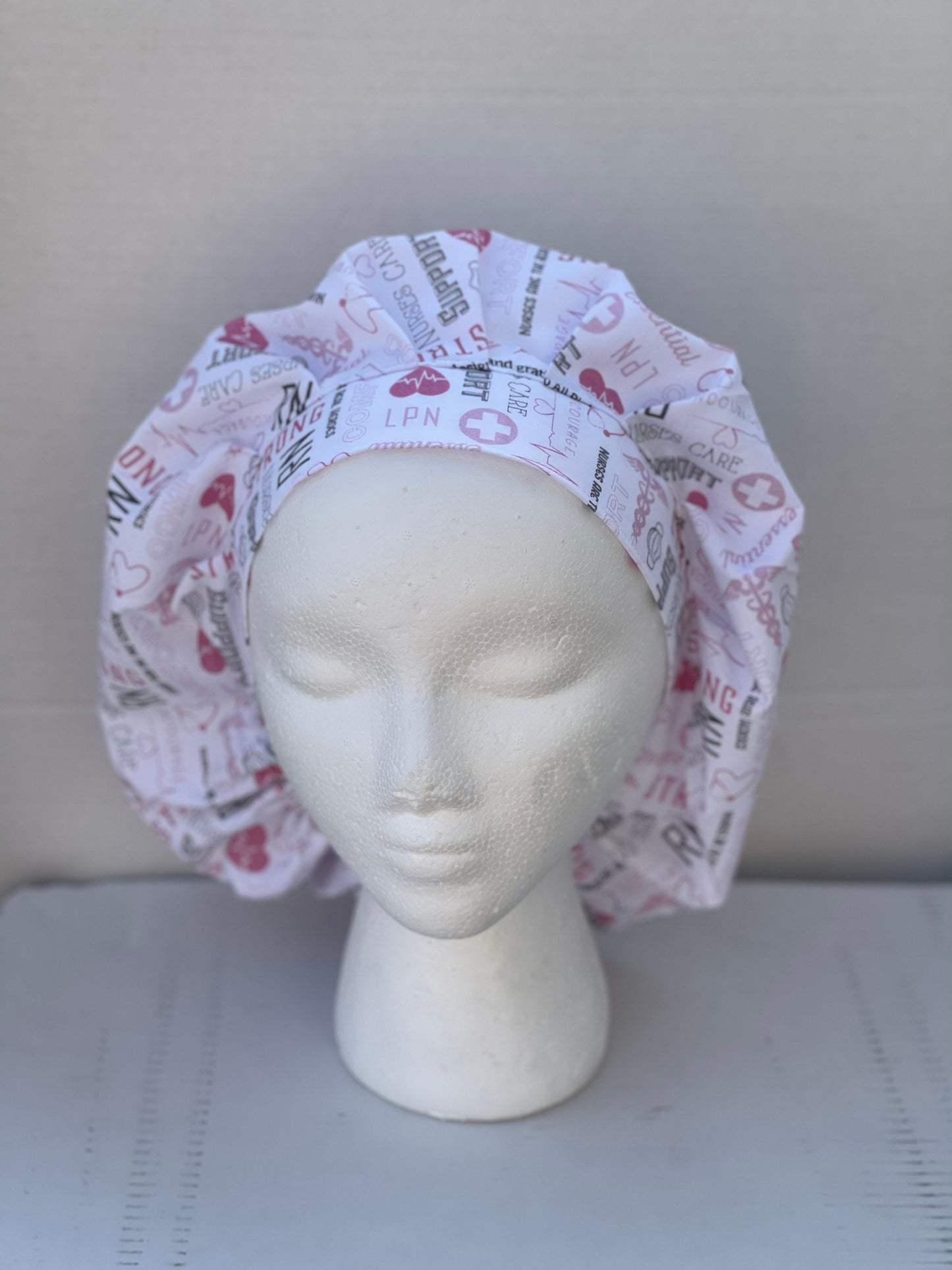 Womens Bouffant with adjustable toggle, surgical scrub caps