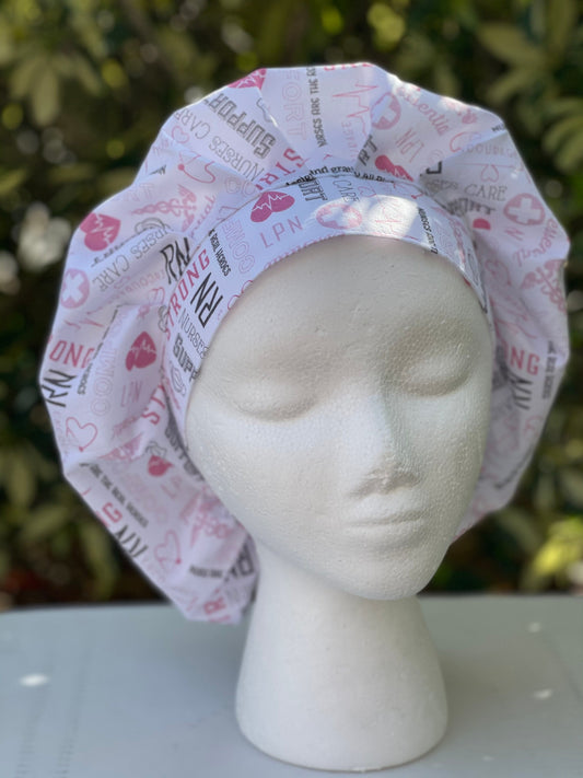 Womens Bouffant with adjustable toggle, surgical scrub caps