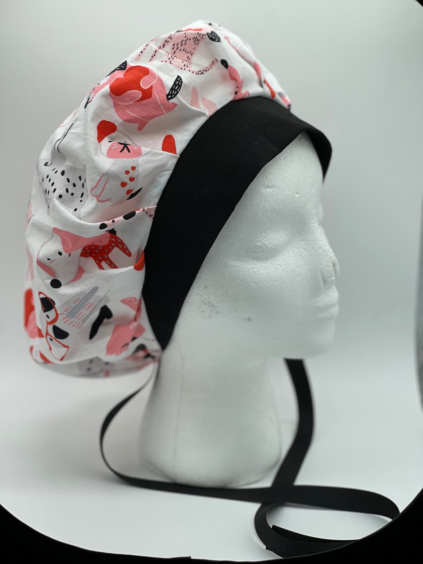 Womens Bouffant with tie backs, dog lover, scrub caps for women