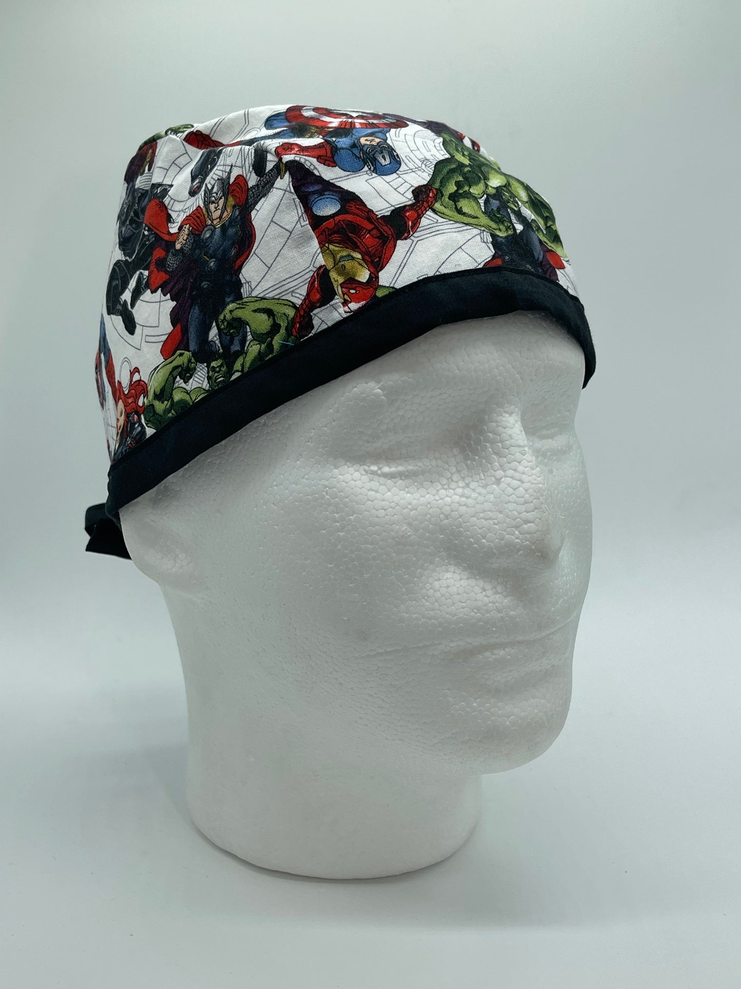 Marvel, hulk spider-Man, Iron Man, Thor fitted scrub cap. Men surgical scrub cap. Scrub caps for men.