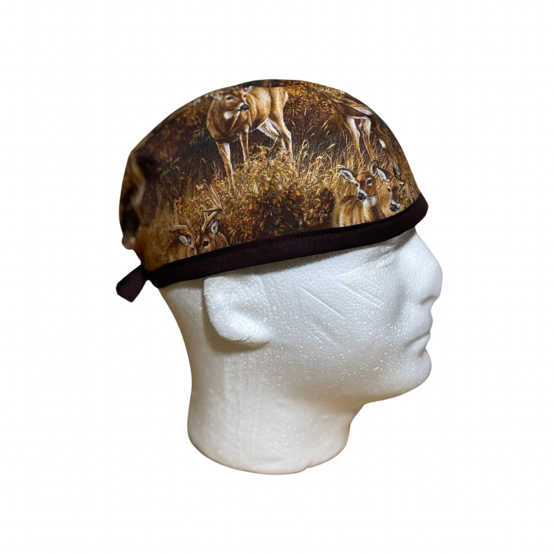 Deer in the woods surgical scrub hat, deer scrub cap, mens scrub cap