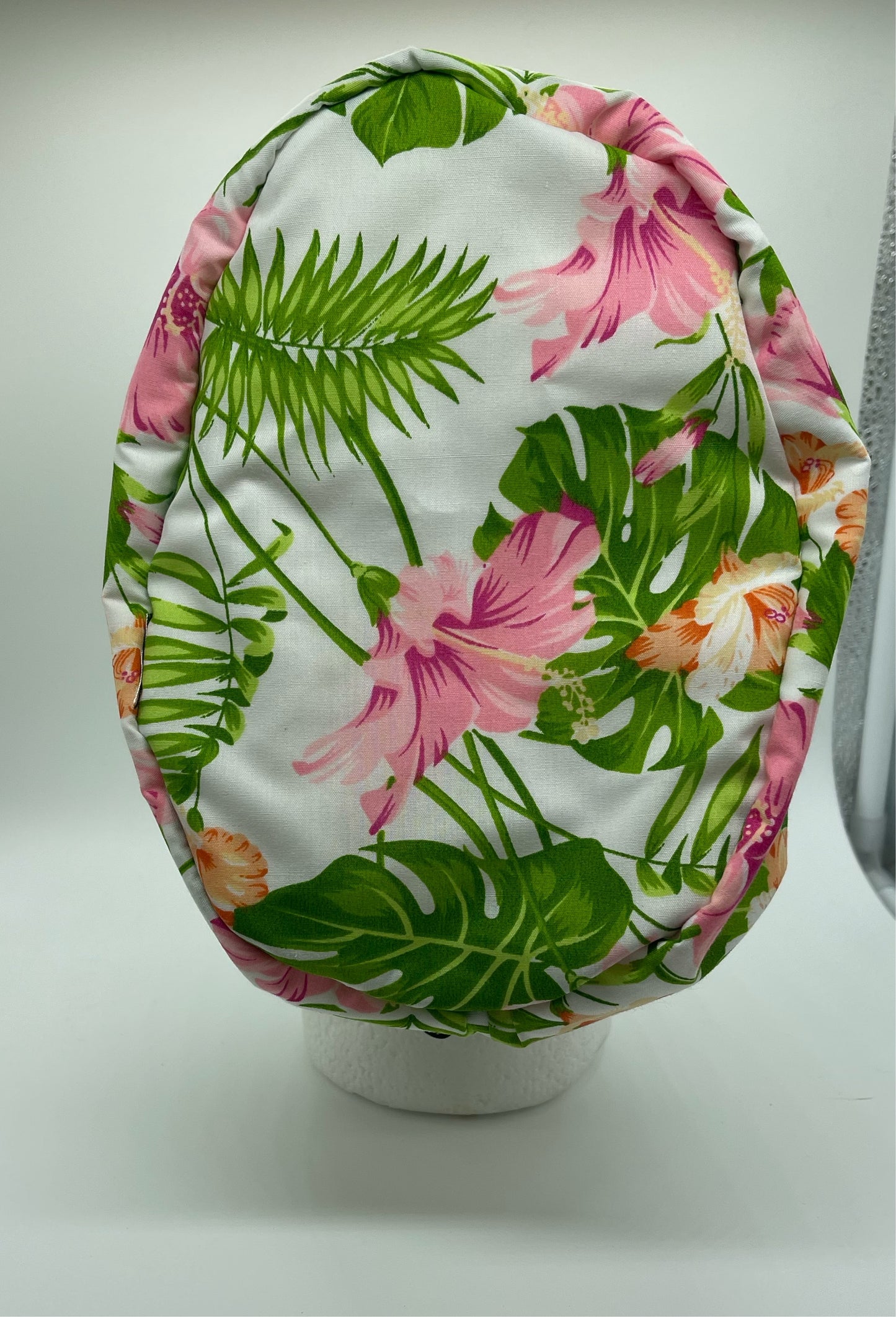 Women’s Euro scrub cap, floral surgical cap, hibiscus,