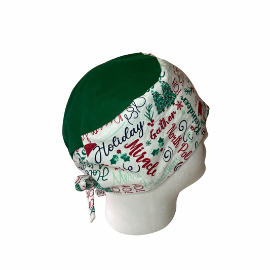 Mens Christmas scrub cap, holiday surgical scrub hats