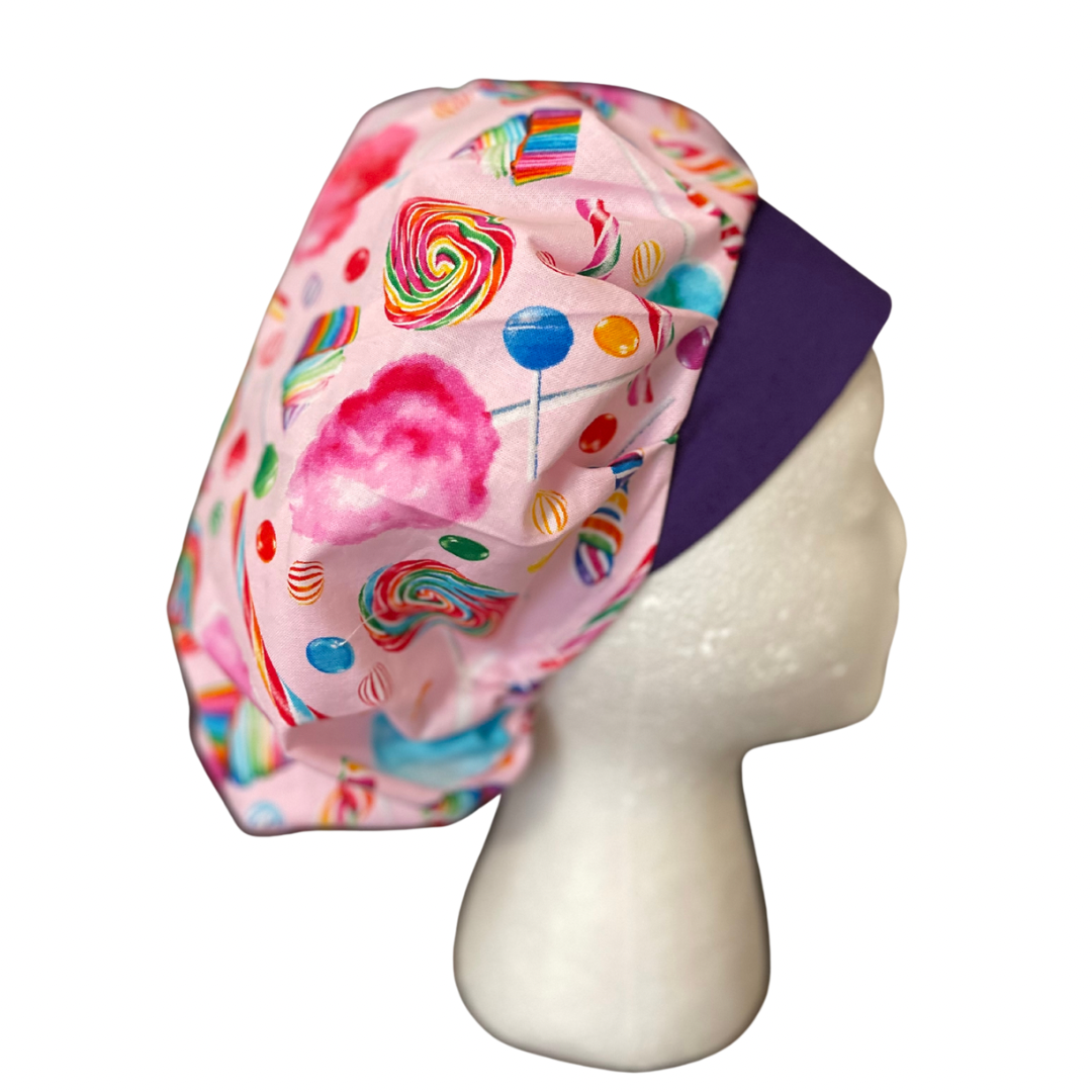 Candyland scrub cap, adjustable Bouffant