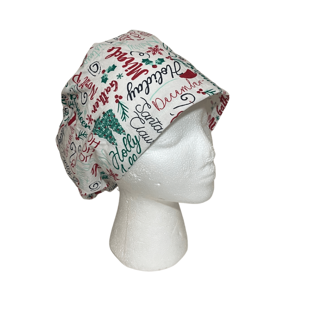 Christmas scrub caps, Holiday scrub caps, Women's Euro style