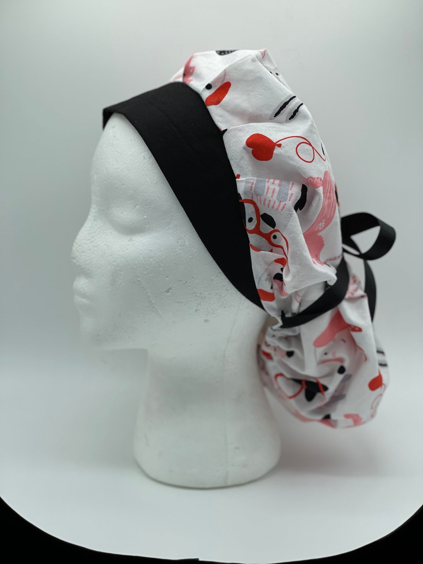 Womens Bouffant with tie backs, dog lover, scrub caps for women