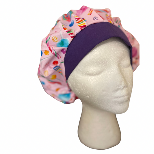 Candyland scrub cap, adjustable Bouffant