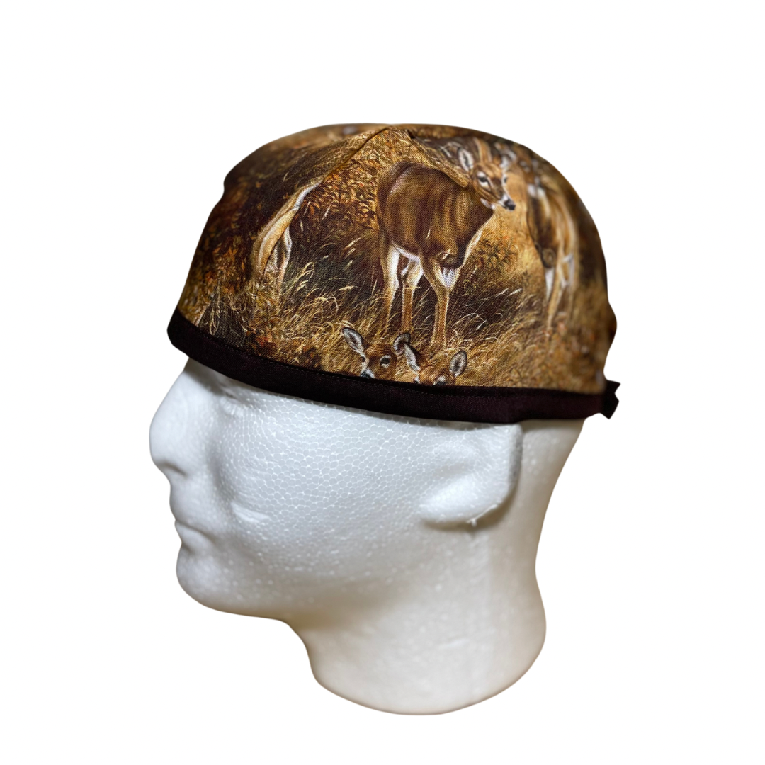 Deer in the woods surgical scrub hat, deer scrub cap, mens scrub cap